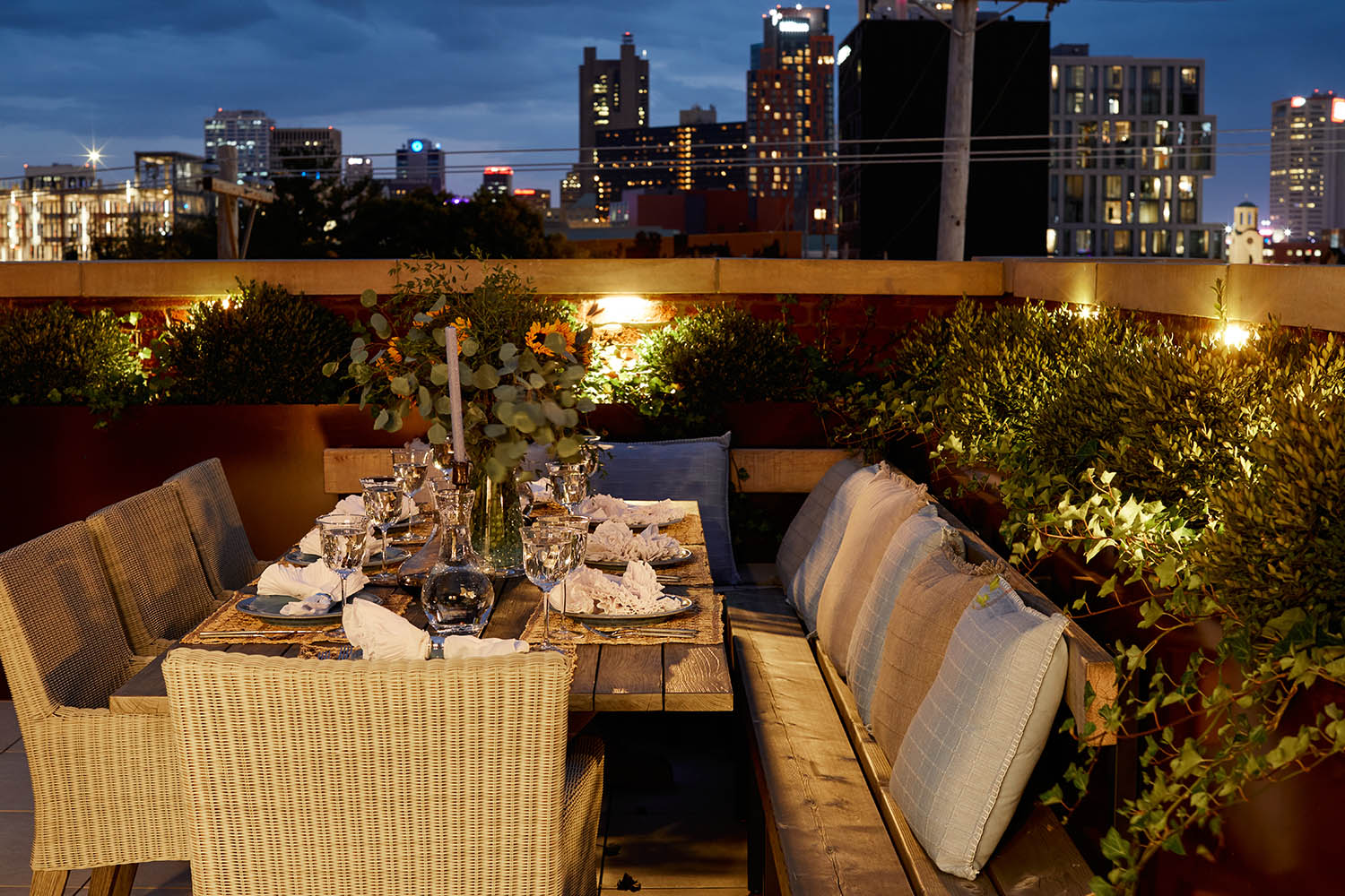 Wicker furniture on the patio.